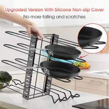 1 Giá để đồ dùng nhà bếp tiết kiệm không gian, có thể điều chỉnh, phù hợp với mặt bàn bếp và tủ bếp. Được thiết kế đặc biệt để đựng chảo rán, nồi hầm, chảo rán, nắp nồi và các dụng cụ nhà bếp khác. Cấu trúc kim loại chắc chắn giúp bạn sắp xếp không gian bếp bừa bộn và tối đa hóa không gian lưu trữ theo chiều dọc. - Nhiều màu - Xem 5