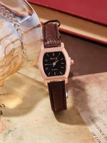 1 chiếc đồng hồ nữ phong cách retro vintage, chất lượng cao, kiểu dáng sinh viên, nhẹ nhàng, sang trọng, mặt số nhỏ, máy quartz Anh Quốc dành cho nữ. - màu nâu - Xem 3