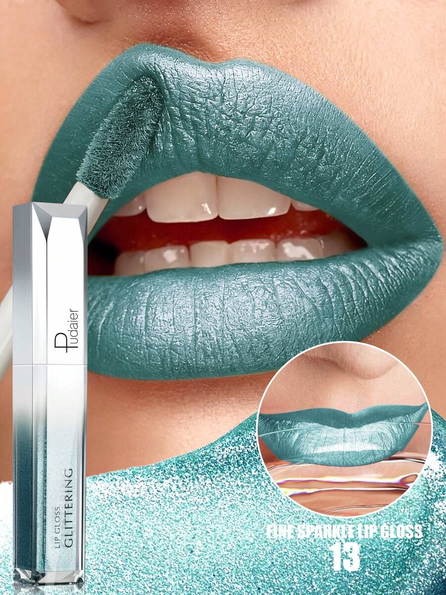 Pudaier Valentines Day Gift Metallic Matte Waterproof Non-Smudge Lip Gloss Suitable For All Skin Tones - 13 - View 1