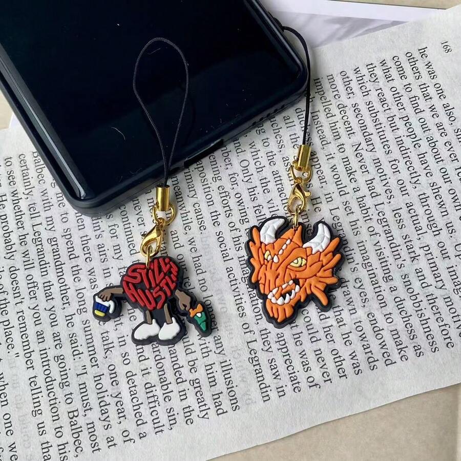 1 pièce Charm de téléphone de style de rue unique, pendentif de tour de cou de téléphone polyvalent, décoration de téléphone créative de niche, cadeau idéal pour les amis, ornement de téléphone suspendu amusant, convient pour les smartphones
