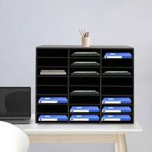 SanBouSi 24-Compartment Literature Organizer Desktop File Holder Office Mailbox - Black - View 8