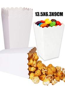 12PCS/1PC/Solid Color Popcorn Box, 2 Sizes Available, Candy Box Party Gift Box, Small Items Packaging Box, Use Birthday Holiday Cinema Party - Camel - View 1