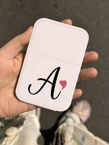 Foldable Portable Makeup Mirror With Black Art Letter Heart Pattern, White Mirror, With Stand, A-Z Letter Makeup Mirror, Travel Mirror, Beauty Product, Desktop Makeup Mirror, Rectangular Desktop Portable Makeup Mirror, Foldable Minimalist Makeup Mirror, Ideal Gift For Women, Mothers And Teachers - Multicolor - View 7