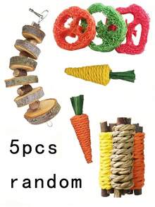 仓鼠磨牙玩具组合套装，苹果木、丝瓜络、胡萝卜磨牙玩具，沙鼠兔子解闷用品 - 查看 7