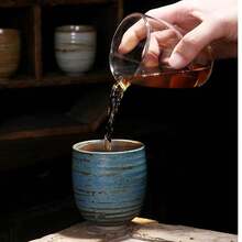 1/4个复古陶瓷咖啡/茶/水杯，手工釉面简约高品质创意马克杯，大容量主杯，厨房饮具，送给朋友、亲戚和情侣的完美礼物 - 彩色 - 查看 3