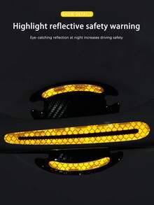 8pcs Car Door Handle Protective Luminous Stickers, Blue, Yellow, Green, White Door Handle Decals, Reflective Anti-Scratch Anti-Collision Strips - A - View 4
