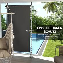 Vertical Blind, Sunshade, Balcony Blind, 120 X 220-310 Cm, Weatherproof With Crank Handle, Polyester, Dark Grey, For Patio And Garden - Dark Grey - View 3