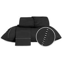 400 Thread Count Sheet Set, 2 And 3 Pieces, Luxury Hemstitch, Single, Double, Queen, King, High Quality - BLACK - View 10