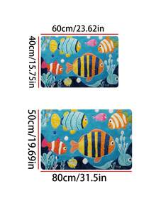 1pc Colorful Fish Pattern Rectangular Anti-Slip Bath Mat, Soft & Comfortable, Suitable For Bathroom, Living Room, Bedroom, Kitchen, Entryway Decor, Also Great As A Gift - A - View 6