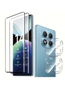 4 peças/Conjunto Protetor de Tela, Protetor de Lente, Proteção de Dispositivo para Redmi Note 14 Pro 5G/Note 14 Pro 4G/Note 14 Pro+/Note 13 Pro+, Design da Moda, Ajuste Perfeito, Vidro Durável, Película Protetora de Alta Qualidade, Protetor de Tela de Smartphone, Protetor de Vidro Temperado - Transparente - Visão 5