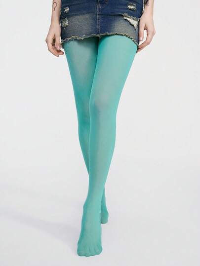 1 par de medias súper opacas para mujer con parte superior de control, cómodas