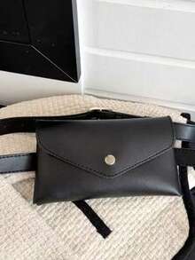 Bolsa de cintura minimalista de hombre, bolso de cintura de cuero PU para correr y uso diario. Mini bolso de cintura de cuero PU con cierre de botón a presión para hombre, bolso de pecho para deportes y salidas casuales. Versátil bolso de cintura tipo sobre de hombre, bolsa de cinturón ligera para trabajo, viajes y ejercicio. - Multicolor - Ver 13