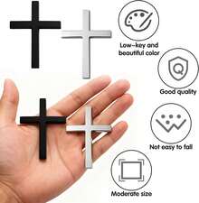 Cross Car Decals, Metal Jesus Cross Badge Stickers, 3D Individual Car Cross Emblem Decal, For Auto Trunk Body Tailgate Side Fenders, Auto Decoration - 銀色2PCS - 查看 3