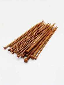 36Pcs Bamboo Knitting Needles Set, Single Pointed Knitting Needles 25cm/9.8in, 18 Sizes 2.0mm-10.0mm, Lightweight Smooth Knitting Needle Kit For Beginners & Experienced Knitters, Sweater Scarf Hat DIY - Brown - View 7