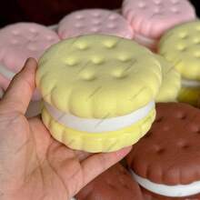 HOT!Squishy Simulated Cake Squeeze Toy Fidgets Toys Big Cookie Biscuit Slow Rising Anxiety Antistress Squishys Gift Adults - 粉色 - 查看 6