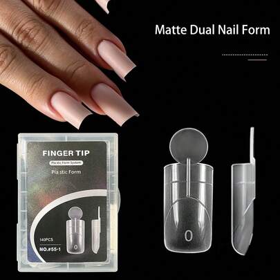 Bộ 140 đầu nối móng tay hai mặt mờ, dạng vuông ngắn, làm móng nghệ thuật bằng gel acrylic, 14 kích cỡ.