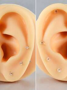 10PCS/Set Cute Flesh Color&Transparent Round Flat Acrylic Labret Studs Invisible Flat Back Lip Nose Lobe Helix Tragus Stainless Steel Internal Threaded 16G Piercing Earring Simple For Male&Female - 10 Lip Studs - View 4