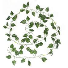 6 piezas de enredaderas de hiedra verde artificial, enredaderas colgantes falsas adecuadas para el hogar, el aula, la oficina, la decoración de primavera, la habitación, el escritorio, el jardín, el coche de boda - Verde - Ver 5