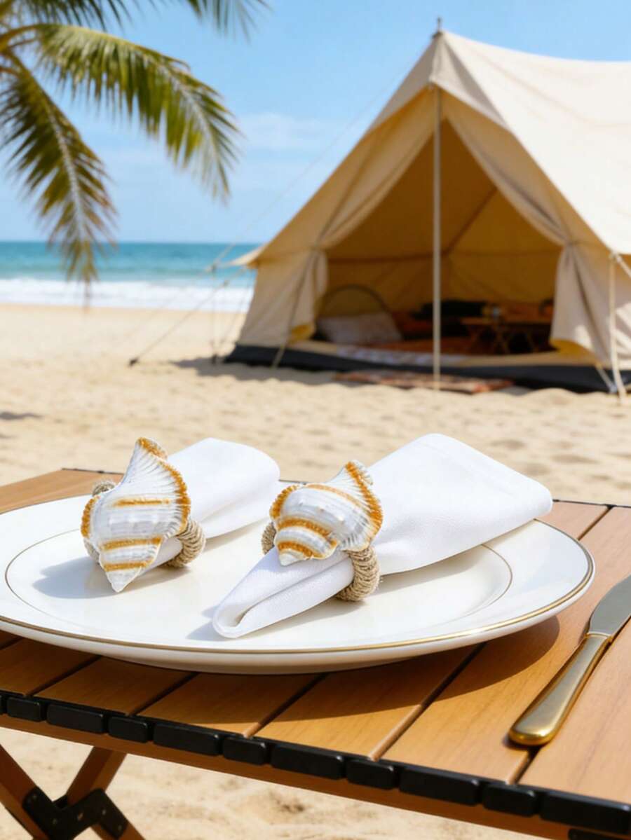 Bộ 1-6 chiếc vòng giữ khăn ăn hình vỏ sò chủ đề đại dương, thích hợp trang trí phòng ngủ mùa xuân/hè, trang trí bàn ăn, trang trí nhà cửa. - Nhiều màu - Xem 1