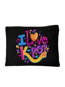 我爱K-Pop帆布手提袋，大容量K-Pop粉丝周边礼品，通勤购物袋，可折叠休闲杂货袋，适合音乐爱好者，适用于旅行、演唱会、粉丝活动、派对、工作、日常使用，粉丝生日礼物、偶像周边、节日礼物、演唱会礼物 - 彩色 - 查看 12