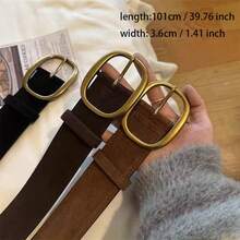 Thắt lưng da lộn phong cách retro mới năm 2026, kiểu dáng gợi cảm, chất liệu vải mờ màu nâu rộng, thiết kế khóa tối giản, phù hợp cho việc đi làm hàng ngày, quần jeans và quần tây thường ngày. - màu nâu - Xem 4