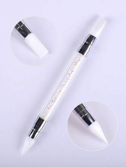 1pc Double-Ended Silicone Nail Art Brush, Suitable For DIY Flower Carving, Line Drawing, Friction Powder Manicure. Applicable For Manicure, Exfoliation, Polishing, Nail Art, Nail Polish Removal, Buffing, Callus Removal, Suitable For Fingernails, Gel Nails, Natural Nails. Manicure Supplies, Manicure Tools, Manicure Art Tools, Back To School, Manicure, Nail Art Tools, Applicable For Nail Stickers.