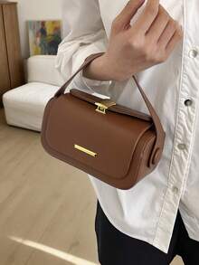 Túi đeo chéo vai vuông nhỏ thanh lịch, thời trang, phong cách tối giản, túi hộp sang trọng kiểu retro bán sỉ - màu nâu - Xem 3