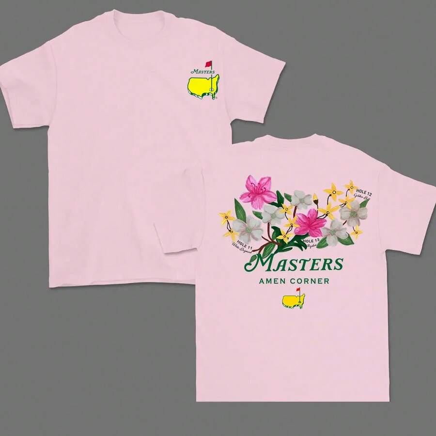 Masters Amen Corner Golf Shirt, Soft Vintage Cotton T-Shirt, Breathable Classic Collar, Casual Menswear, Sportswear Giftsummer Outfits For Women - 淺粉色 - 查看 1