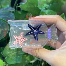 1个创意透明漂流瓶爪形发夹，可爱螃蟹、海星造型，海洋系列发饰，度假风夏季穿搭发夹 - 彩色 - 查看 5