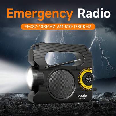 Radio de emergencia con manivela, radio meteorológica con antena, alarma SOS y lámpara de lectura, linterna, alerta meteorológica, alimentada por energía solar, regalo para el hogar y equipo de supervivencia