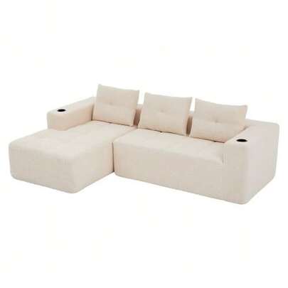Corner Sofa 258 Cm Wide With Three Cushions (Spring + 2 Cushions With Plastic Pockets) – A Classic, Minimalist And Comfortable Sofa, Ideal For Small Living Rooms And Apartments.