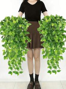 1/2 Peças Guirlanda de Folhas de Hera Artificial, Suspensão de Parede de Pothos Artificial, 1,1m de Comprimento, Hera, Planta Verde Simulada, Folhas de Hera Artificiais Pendentes, Plantas Pendentes Verdes, Decoração de Parede do Quarto, Decoração Clássica para Casa, Decoração de Casamento e Festa, Flor Artificial Pendurada na Parede, Decoração Artificial de Plantas para Casa/Cozinha/Jardim/Sala de Jantar/Jardim Externo, Bottom Verde Pendente de Trepadeira, Decoração de Primavera e Verão - Vários estilos - Visão 2