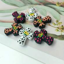 25/34颗波点十字系列硅胶珠套装，黑色、白色、紫色、粉色、棕色十字雏菊形散珠，适用于DIY钥匙扣、项链、手链装饰饰品吊坠，节日生日礼物 - 斑點十字架 - 查看 8