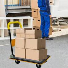 Flatbed Trolley, Platform Hand Truck With 150kg Load Capacity, 360-Degree Swivel Wheels, Foldable Trolley For Loading And Storage, Warehouse Yellow - 黃色 - 查看 7