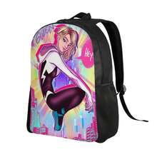 S-Spider-Gwen Single-Layer Backpack For & - Lightweight School Bookbag With Simple Streamlined Design, Travel Daypack, Durable & Easy-Care (Hand/Dry Clean) - Stylish For ' Commute, College, Or Light Travel (No Power) - 黑色 - 查看 4