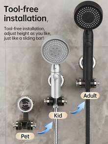 吸盘式淋浴喷头支架，壁挂式，无需钻孔，可拆卸，高度和角度可调节，透明手持花洒支架…… - A - 查看 3