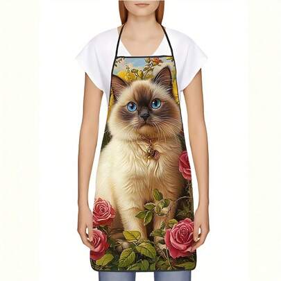 1 chiếc tạp dề nghệ thuật in hình nhiều màu sắc - Họa tiết sống động, chất liệu polyester, thích hợp cho nấu ăn, làm bánh, nướng thịt và sáng tạo nghệ thuật, tạp dề nướng BBQ | Thiết kế thú vị | Kích thước tạp dề dễ thương 74x55cm
