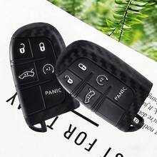 Bao đựng chìa khóa xe hơi bằng silicon mềm cao cấp họa tiết carbon cho Dodge Ram Charger Journey Durango Grand Cherokee Chrysler - đen - Xem 3