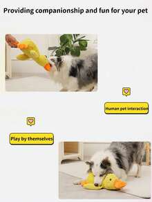 1pc Yellow Squeaky Duck Dog Toy - Soft & Durable, Interactive Squeaker, Suitable For Small/Medium Dogs | Ideal For Play/Training | Perfect Pet Gift For Valentine's Day - Yellow - View 7