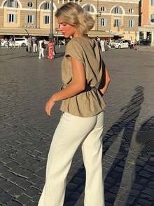 Áo không tay dáng suông mùa xuân hè mới dành cho nữ, kiểu dáng đơn giản, đa năng và ôm sát. - Lạc đà - Xem 4