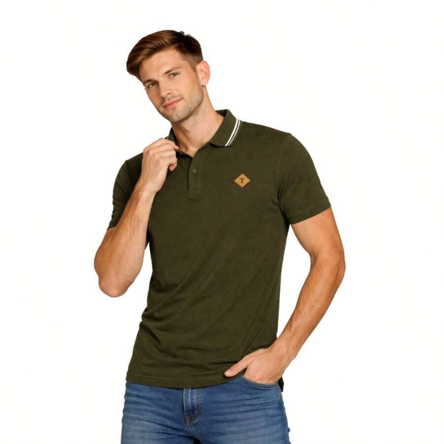 Moss Green Polo Shirt, 100% Premium Cotton, Comfortable. - 苔蘚綠 - 查看 1