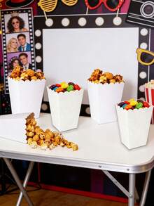 12PCS/1PC/Solid Color Popcorn Box, 2 Sizes Available, Candy Box Party Gift Box, Small Items Packaging Box, Use Birthday Holiday Cinema Party - Camel - View 7