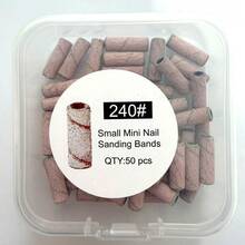 50 chiếc dây mài nhỏ, dây mài dùng cho máy mài móng, dũa móng tay 240 hạt mịn dùng cho móng acrylic, gel, làm móng tay và móng chân, màu hồng - Hồng - Xem 6