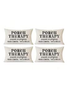 1pc Modern Linen Throw Pillow Cover, Machine Washable With Zipper Closure, Woven Decorative Cushion Cover Suitable For Various Room Types, Outdoor Farmhouse Style Porch Healing Design, Applicable For Garden Patio Decor, Autumn Decor, Room Decor - Multicolor - View 7