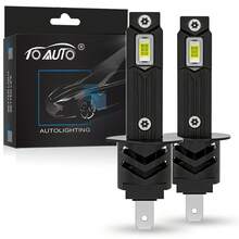 TOAUTO 2 bóng đèn LED H1 Canbus 20000LM 70w không quạt, đèn pha H1 kiểu tuabin, đèn pha ô tô cắm là chạy, 6500K, 12V - A - Xem 2