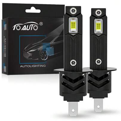 TOAUTO 2 piezas Bombilla LED H1 Canbus 20000LM 70w sin ventilador Faro H1 Luz de turbina Faro de coche Plug and Play 6500K 12V