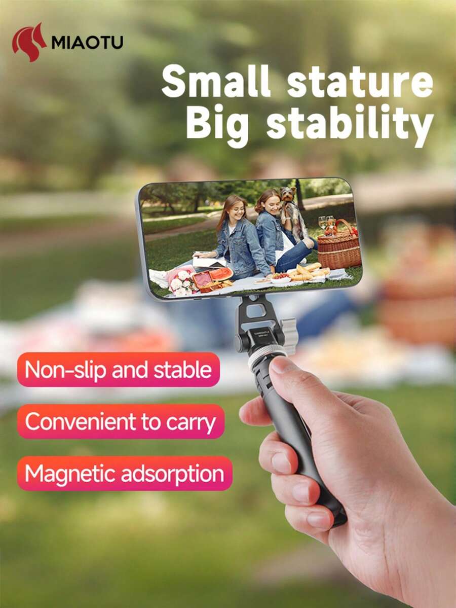 Chân đế điện thoại từ tính xoay 180°, giao diện vít 1/4" có thể tháo rời, thiết kế gấp gọn tiện lợi, tương thích với máy ảnh, điện thoại thông minh và đèn vòng. - Xem 1