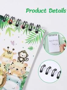 8本/套丛林动物主题螺旋笔记本，适合作为生日派对礼物、日常笔记、学生礼物、返校奖品、派对礼品、婴儿派对装饰、性别揭晓派对装饰、野性主题派对礼物、丛林动物派对装饰、毕业典礼等。 - 彩色 - 查看 7