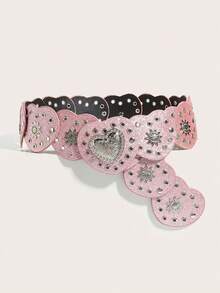 1 pieza Cinturón de mujer con estilo boho occidental con cabeza de toro roja en parches, adecuado para otoño, invierno, primavera, vaqueros, Halloween, faldas, vestidos largos, fiestas, galas, atuendos - Cabeza de Red Bull - Ver 11