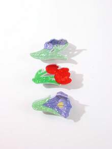 2 piezas de pinzas para el cabello con flores de tulipán frescas y dulces, pinza elegante para moño medio en la parte posterior de la cabeza, pinzas sin costuras para coleta para niñas, adecuadas para salidas, deportes, compras, fiestas, reuniones, cenas, vacaciones, actuaciones, té de la tarde, accesorios versátiles para el cabello, regalo ideal para el Día de San Valentín, Acción de Gracias, regreso a la escuela, cumpleaños, vacaciones - Multicolor - Ver 10